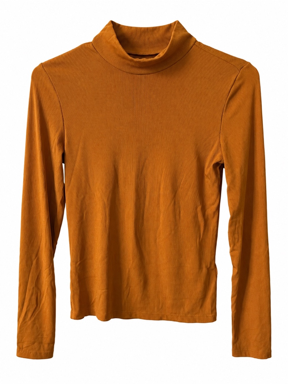 H&M Ribbed Mock Neck Top - Mustard Orange